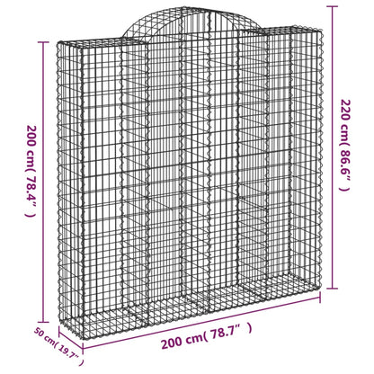 vidaXL Arched Gabion Baskets 3 pcs 200x50x200/220 cm Galvanised Iron 6