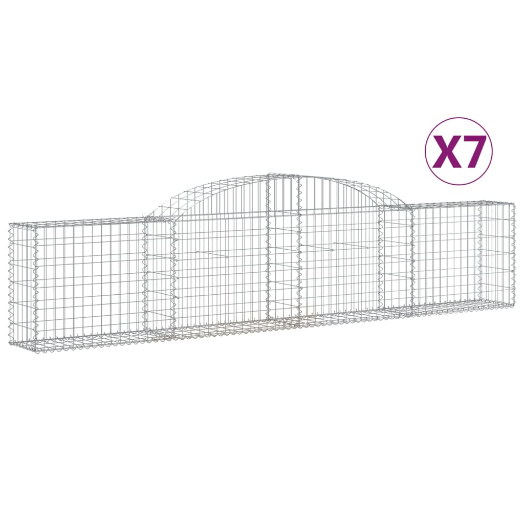 vidaXL Arched Gabion Baskets 7 pcs 300x30x60/80 cm Galvanised Iron 2
