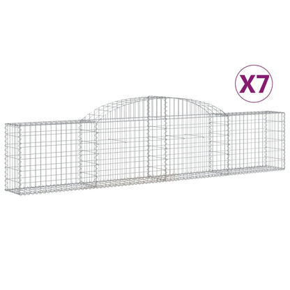 vidaXL Arched Gabion Baskets 7 pcs 300x30x60/80 cm Galvanised Iron 2