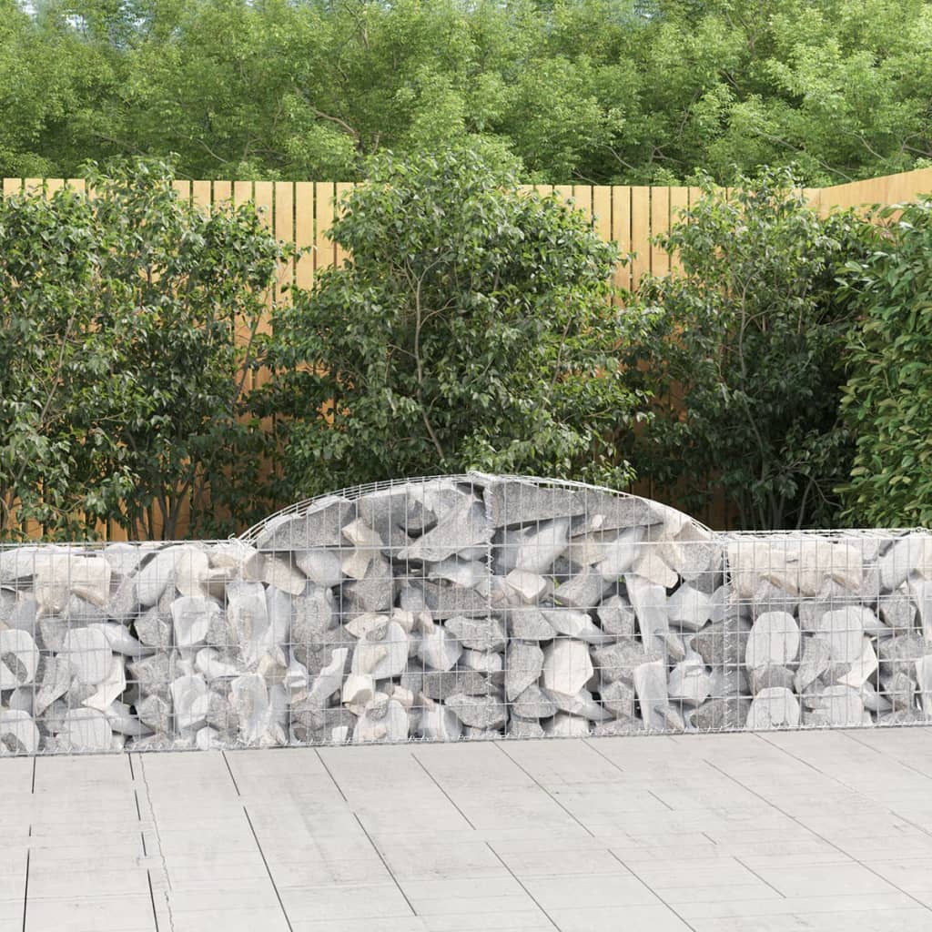 vidaXL Arched Gabion Baskets 7 pcs 300x30x60/80 cm Galvanised Iron 1