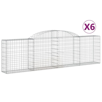 vidaXL Arched Gabion Baskets 6 pcs 300x30x80/100 cm Galvanised Iron 2