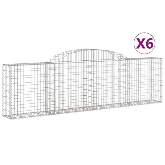 vidaXL Arched Gabion Baskets 6 pcs 300x30x80/100 cm Galvanised Iron 2