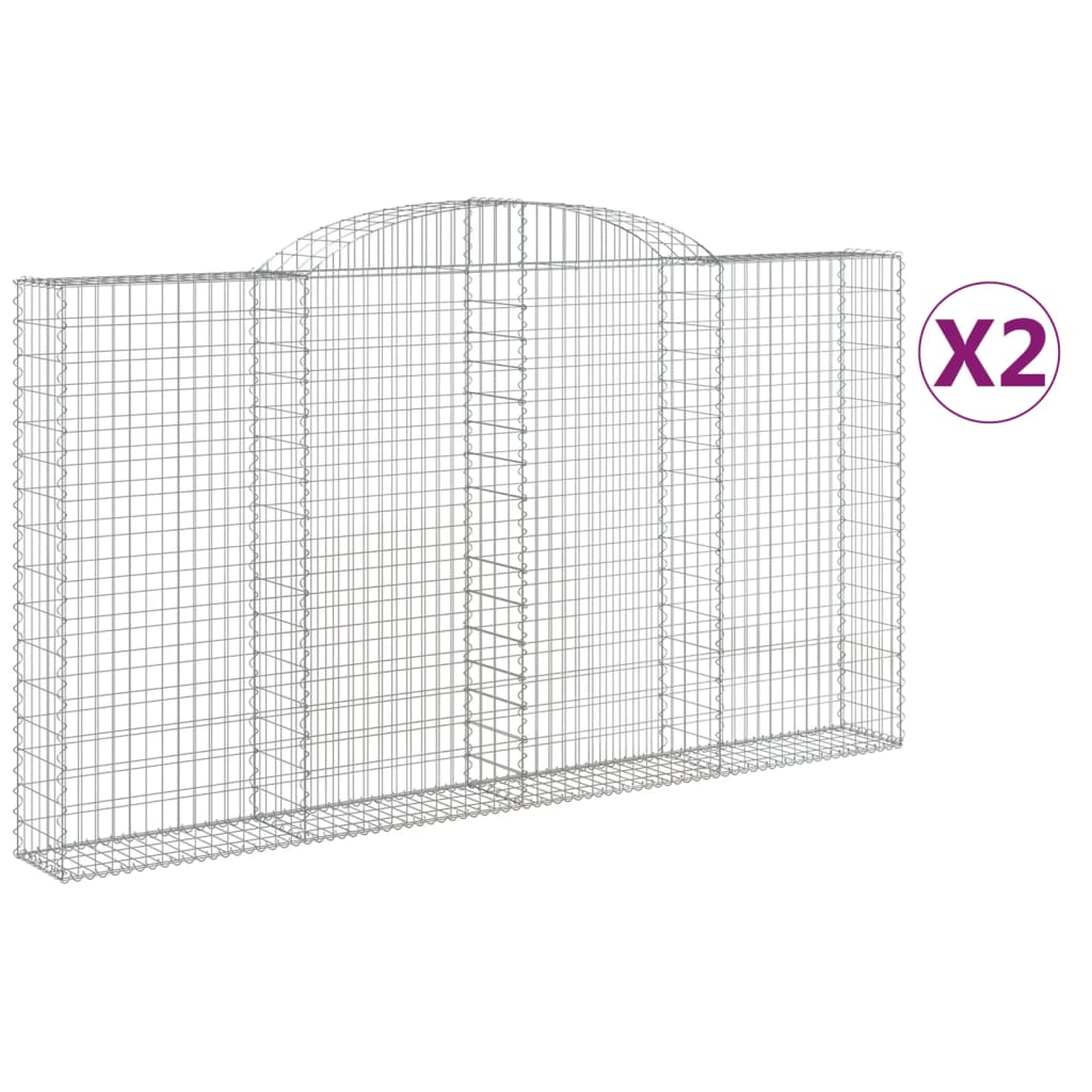 vidaXL Arched Gabion Baskets 2 pcs 300x30x160/180 cm Galvanised Iron 2