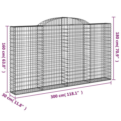 vidaXL Arched Gabion Baskets 2 pcs 300x30x160/180 cm Galvanised Iron 6