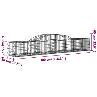 vidaXL Arched Gabion Baskets 7 pcs 300x50x40/60 cm Galvanised Iron 6