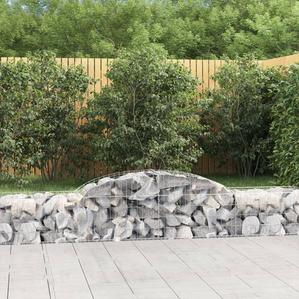 vidaXL Arched Gabion Baskets 7 pcs 300x50x40/60 cm Galvanised Iron 1