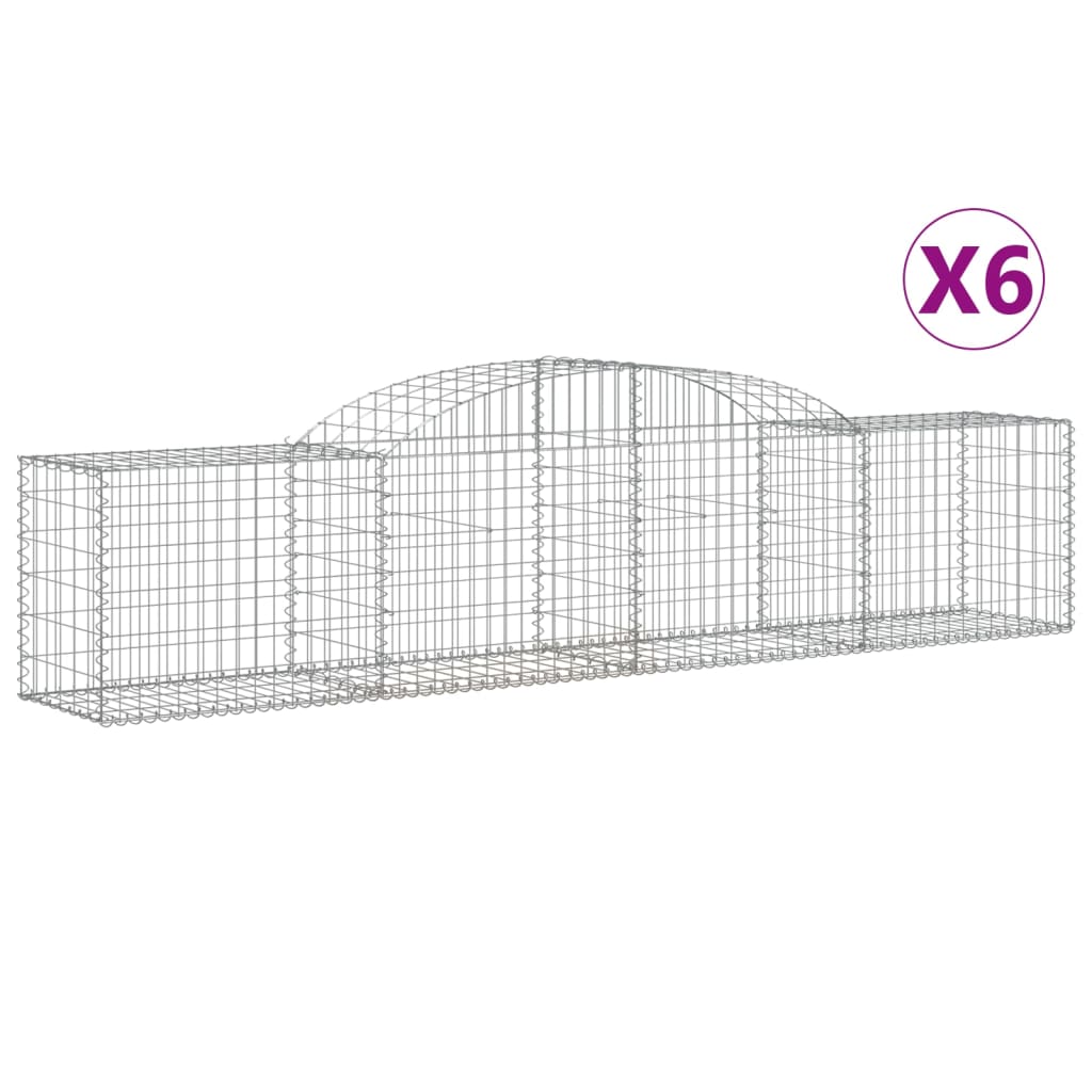 vidaXL Arched Gabion Baskets 6 pcs 300x50x60/80 cm Galvanised Iron 2