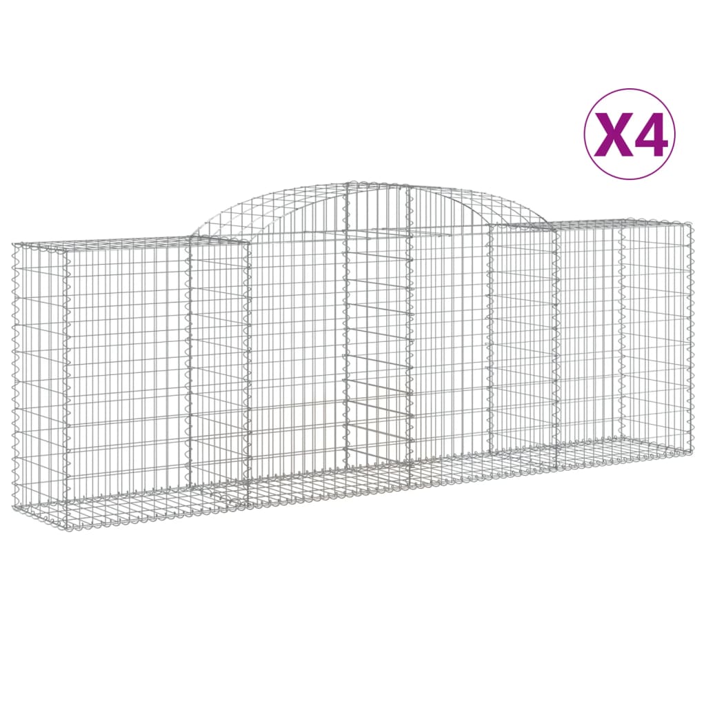 vidaXL Arched Gabion Baskets 4 pcs 300x50x100/120 cm Galvanised Iron 2