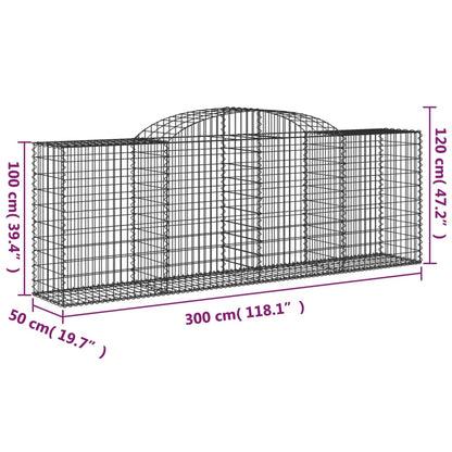 vidaXL Arched Gabion Baskets 4 pcs 300x50x100/120 cm Galvanised Iron 6