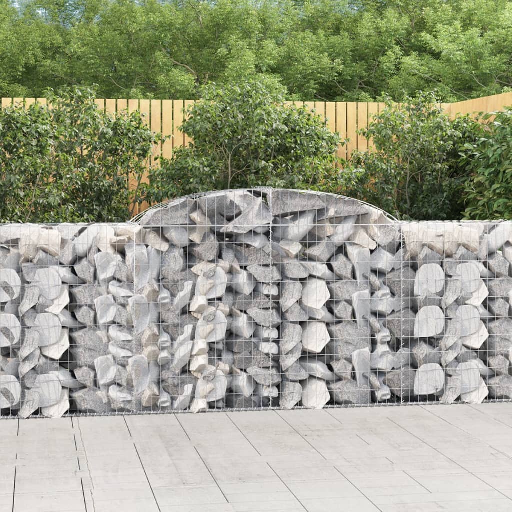 vidaXL Arched Gabion Baskets 4 pcs 300x50x100/120 cm Galvanised Iron 1