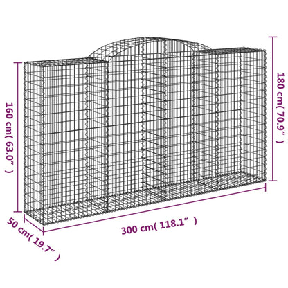 vidaXL Arched Gabion Baskets 3 pcs 300x50x160/180 cm Galvanised Iron 6