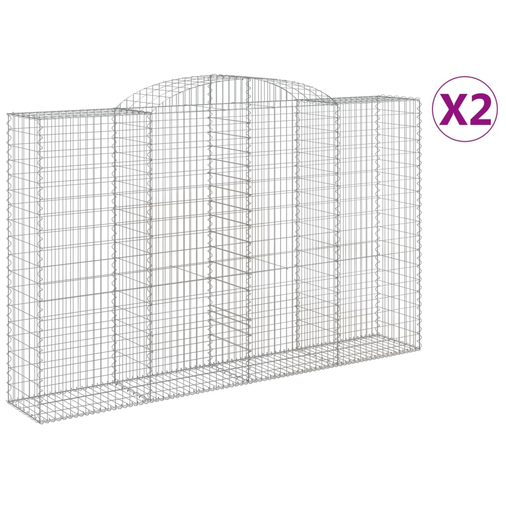 vidaXL Arched Gabion Baskets 2 pcs 300x50x180/200 cm Galvanised Iron 2