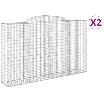 vidaXL Arched Gabion Baskets 2 pcs 300x50x180/200 cm Galvanised Iron 2