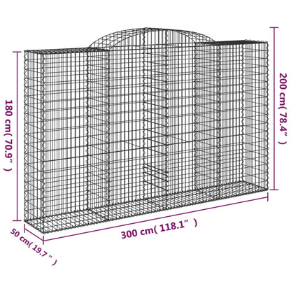 vidaXL Arched Gabion Baskets 2 pcs 300x50x180/200 cm Galvanised Iron 6