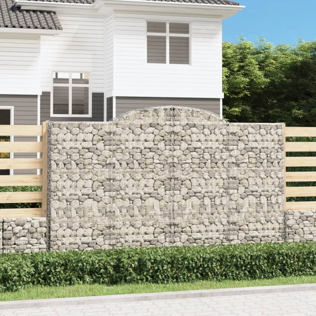 vidaXL Arched Gabion Baskets 2 pcs 300x50x180/200 cm Galvanised Iron 1