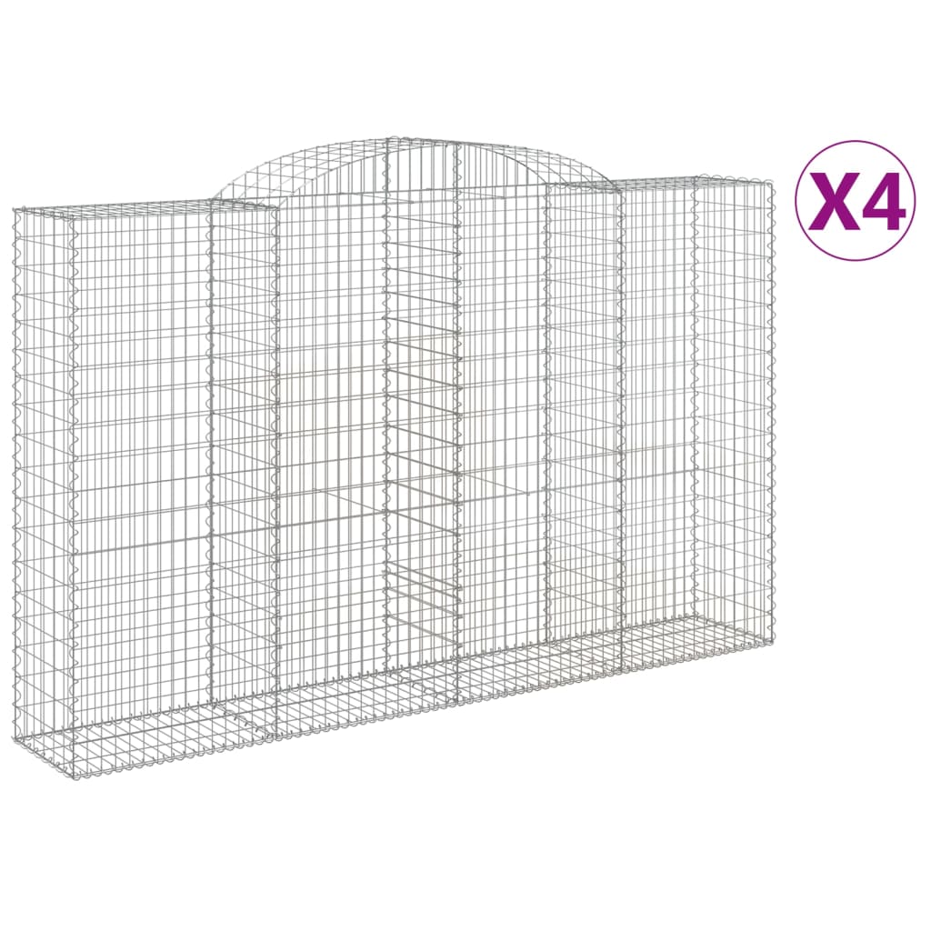 Arched Gabion Baskets Galvanised Iron 4 pcs 300 x 30 x 40/60 cm – 300 x 50 x 220/240 cm 300 x 50 x 180/200 cm
