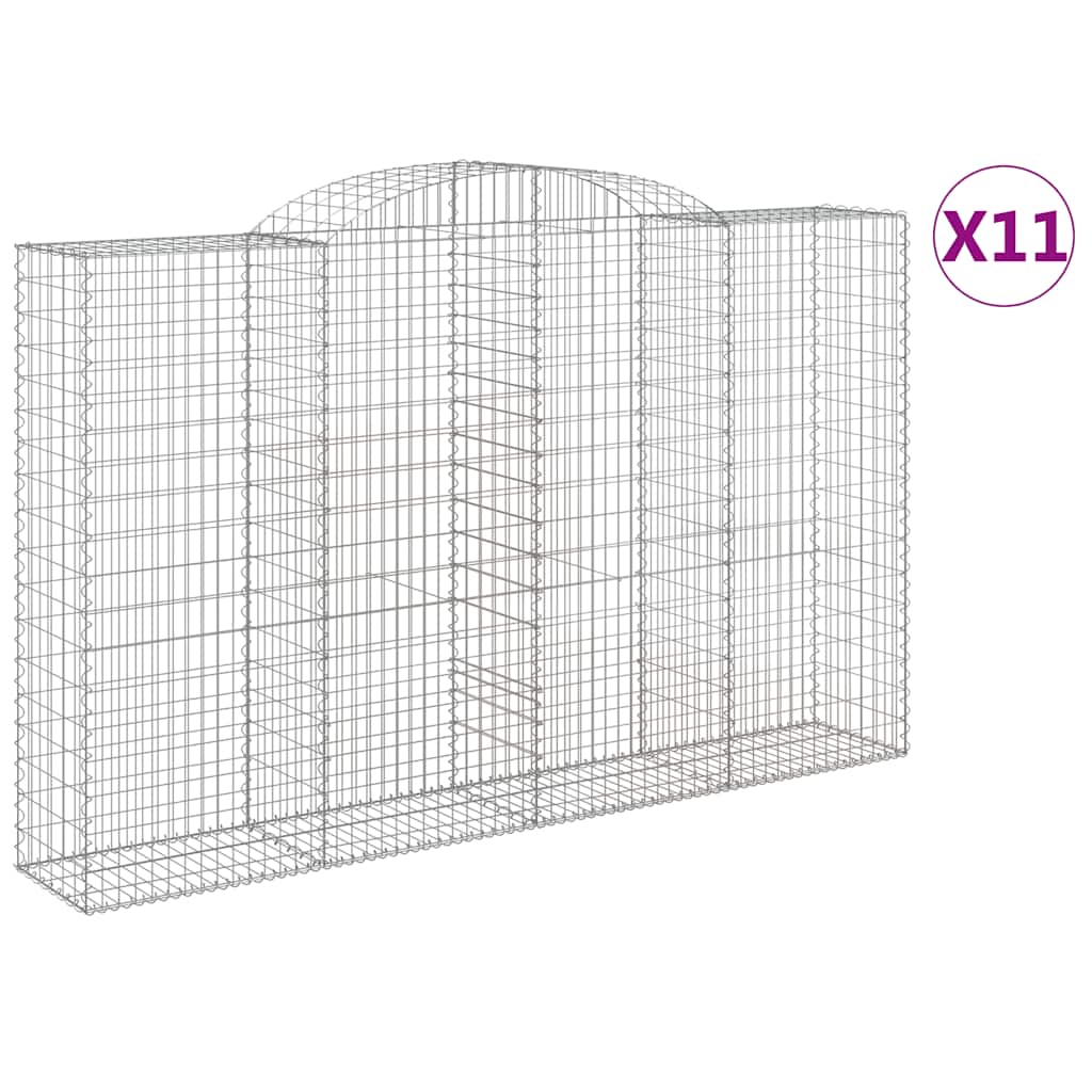 Arched Gabion Baskets Galvanised Iron 11 pcs 300 x 30 x 40/60 cm – 300 x 50 x 220/240 cm 300 x 50 x 180/200 cm