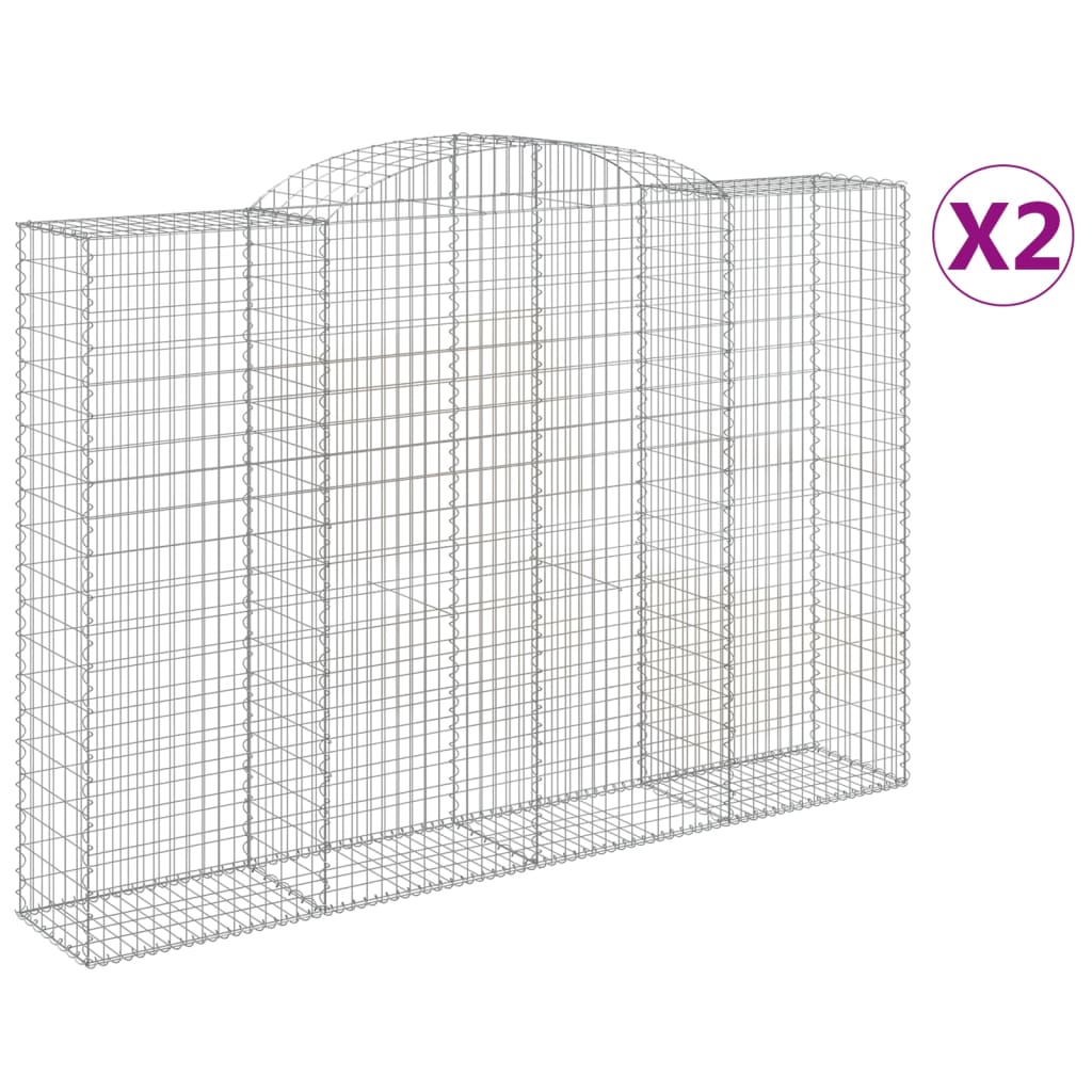 vidaXL Arched Gabion Baskets 2 pcs 300x50x200/220 cm Galvanised Iron 2