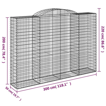 vidaXL Arched Gabion Baskets 2 pcs 300x50x200/220 cm Galvanised Iron 6