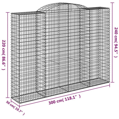 vidaXL Arched Gabion Baskets 2 pcs 300x50x220/240 cm Galvanised Iron 6