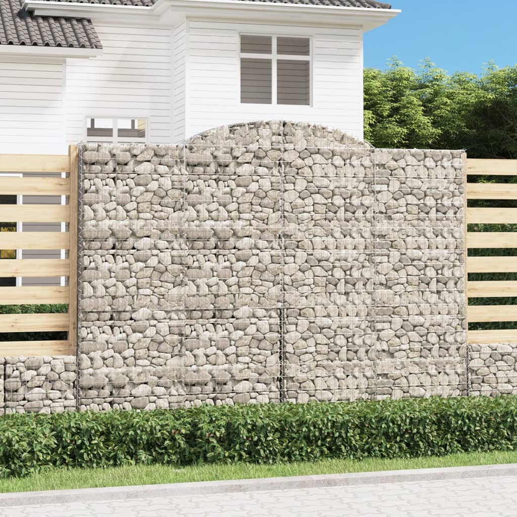 vidaXL Arched Gabion Baskets 2 pcs 300x50x220/240 cm Galvanised Iron 1