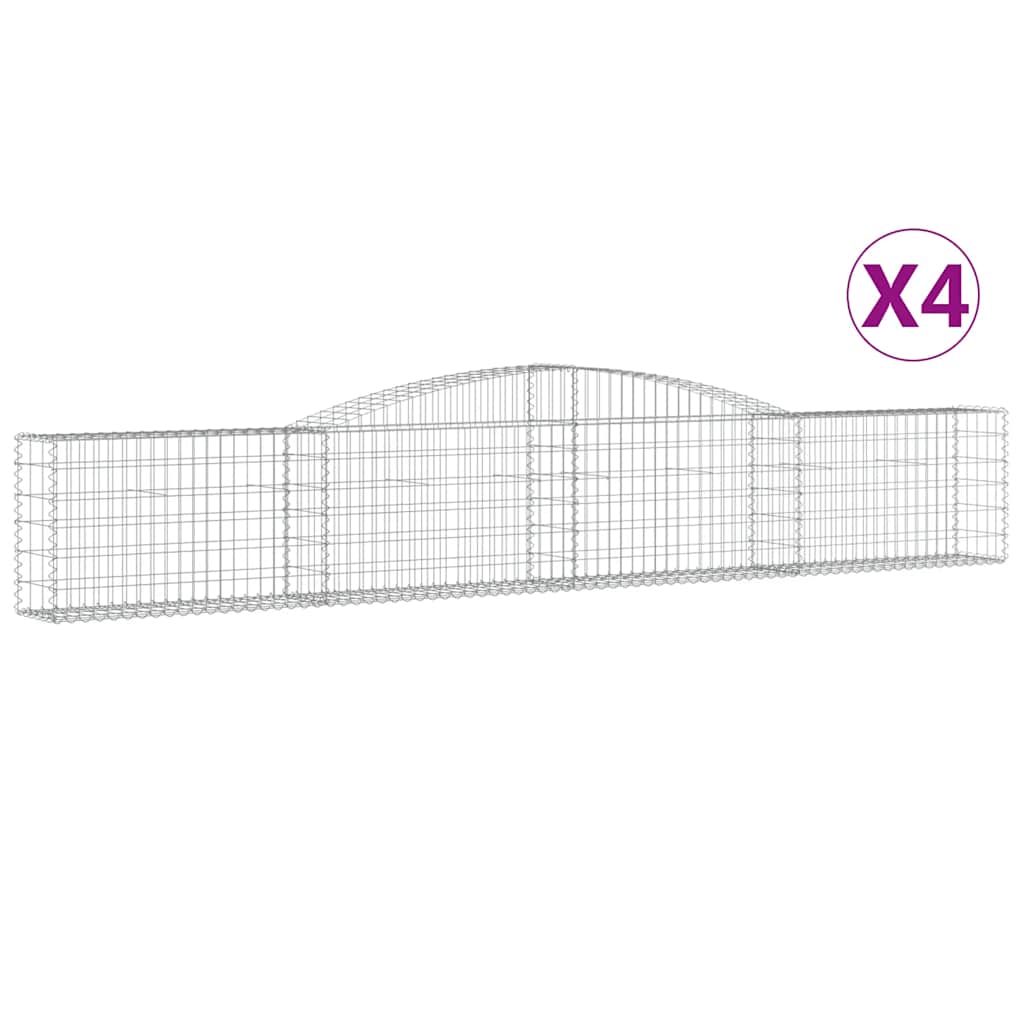 vidaXL Arched Gabion Baskets 4 pcs 400x30x60/80 cm Galvanised Iron 2
