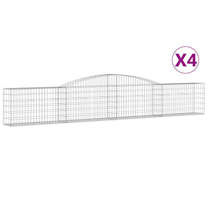vidaXL Arched Gabion Baskets 4 pcs 400x30x60/80 cm Galvanised Iron 2