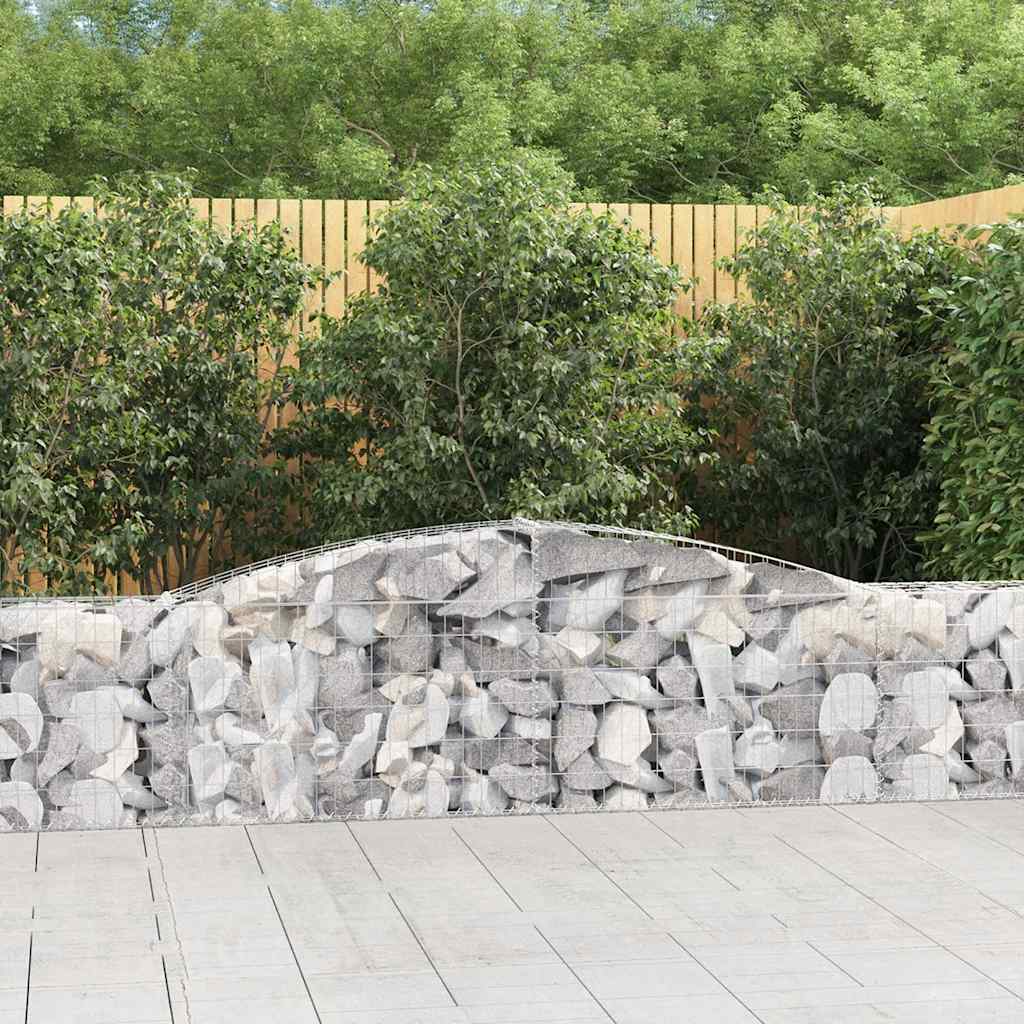 vidaXL Arched Gabion Baskets 4 pcs 400x30x60/80 cm Galvanised Iron 1