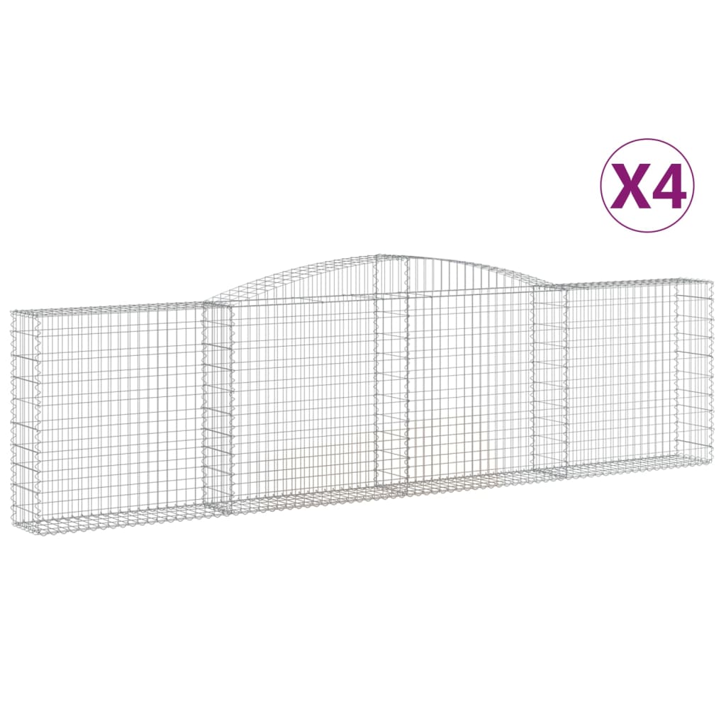 vidaXL Arched Gabion Baskets 4 pcs 400x30x100/120 cm Galvanised Iron 2