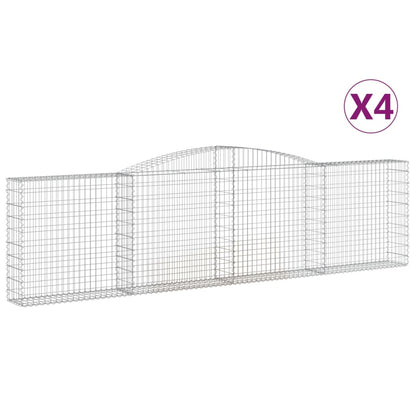 vidaXL Arched Gabion Baskets 4 pcs 400x30x100/120 cm Galvanised Iron 2