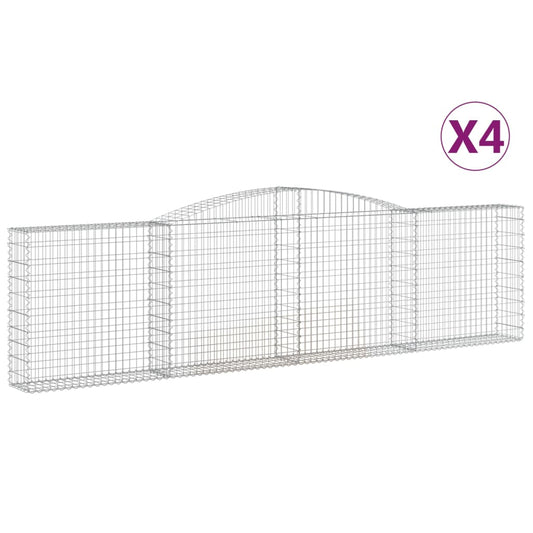 vidaXL Arched Gabion Baskets 4 pcs 400x30x100/120 cm Galvanised Iron 2