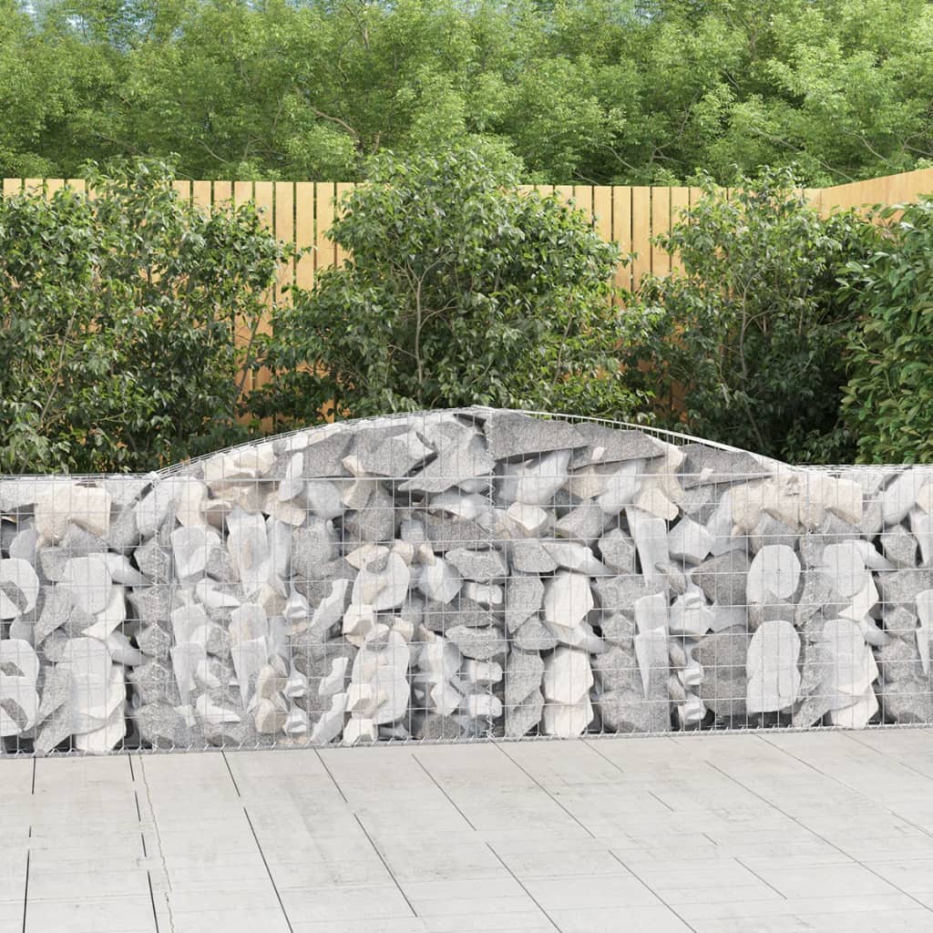 vidaXL Arched Gabion Baskets 4 pcs 400x30x100/120 cm Galvanised Iron 1