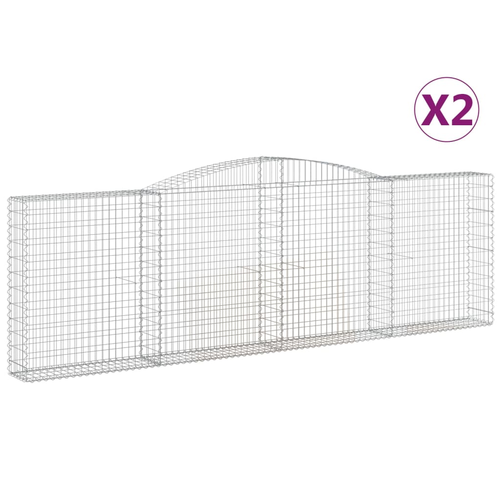 vidaXL Arched Gabion Baskets 2 pcs 400x30x120/140 cm Galvanised Iron 2