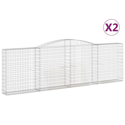 vidaXL Arched Gabion Baskets 2 pcs 400x30x120/140 cm Galvanised Iron 2