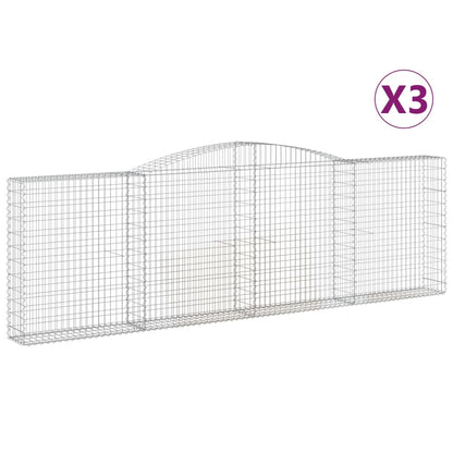 vidaXL Arched Gabion Baskets 3 pcs 400x30x120/140 cm Galvanised Iron 2