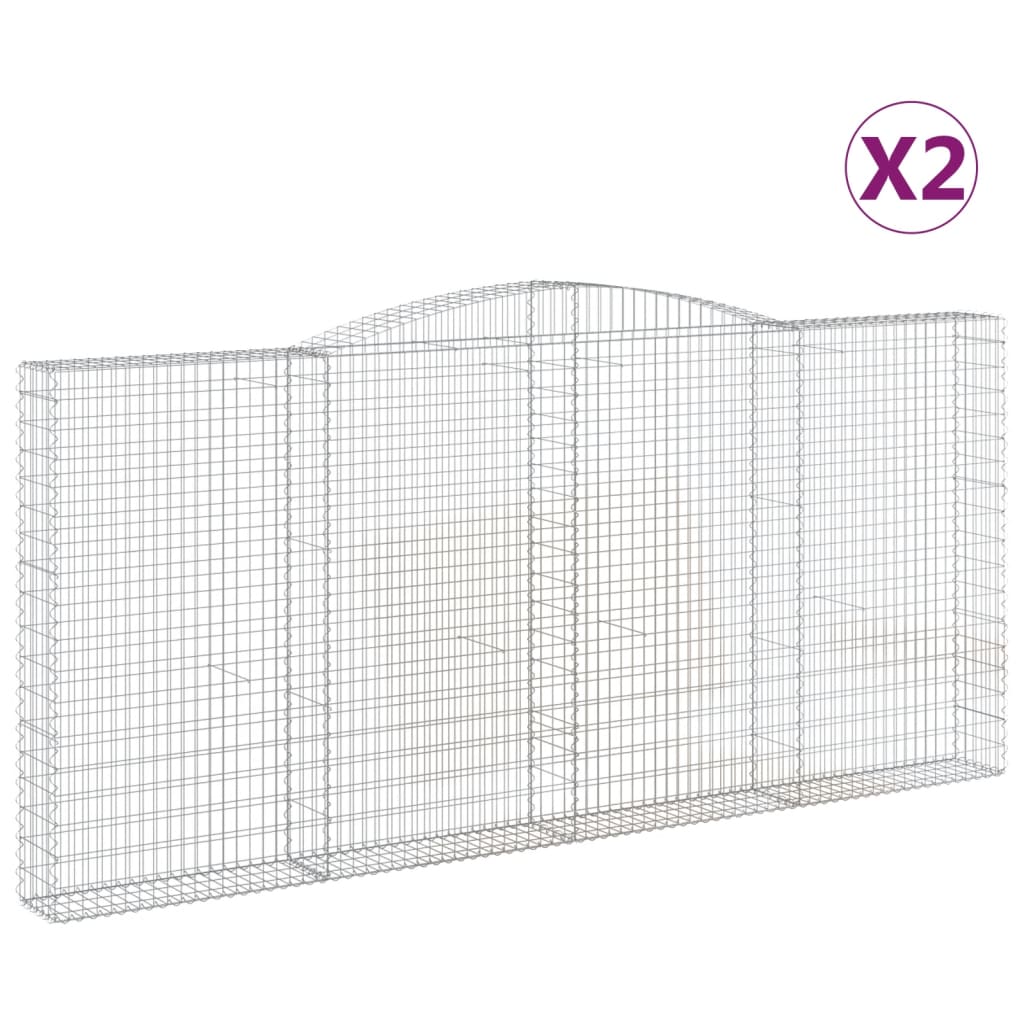 vidaXL Arched Gabion Baskets 2 pcs 400x30x180/200 cm Galvanised Iron 2