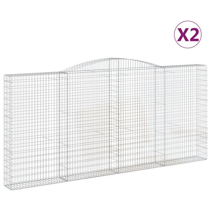 vidaXL Arched Gabion Baskets 2 pcs 400x30x180/200 cm Galvanised Iron 2