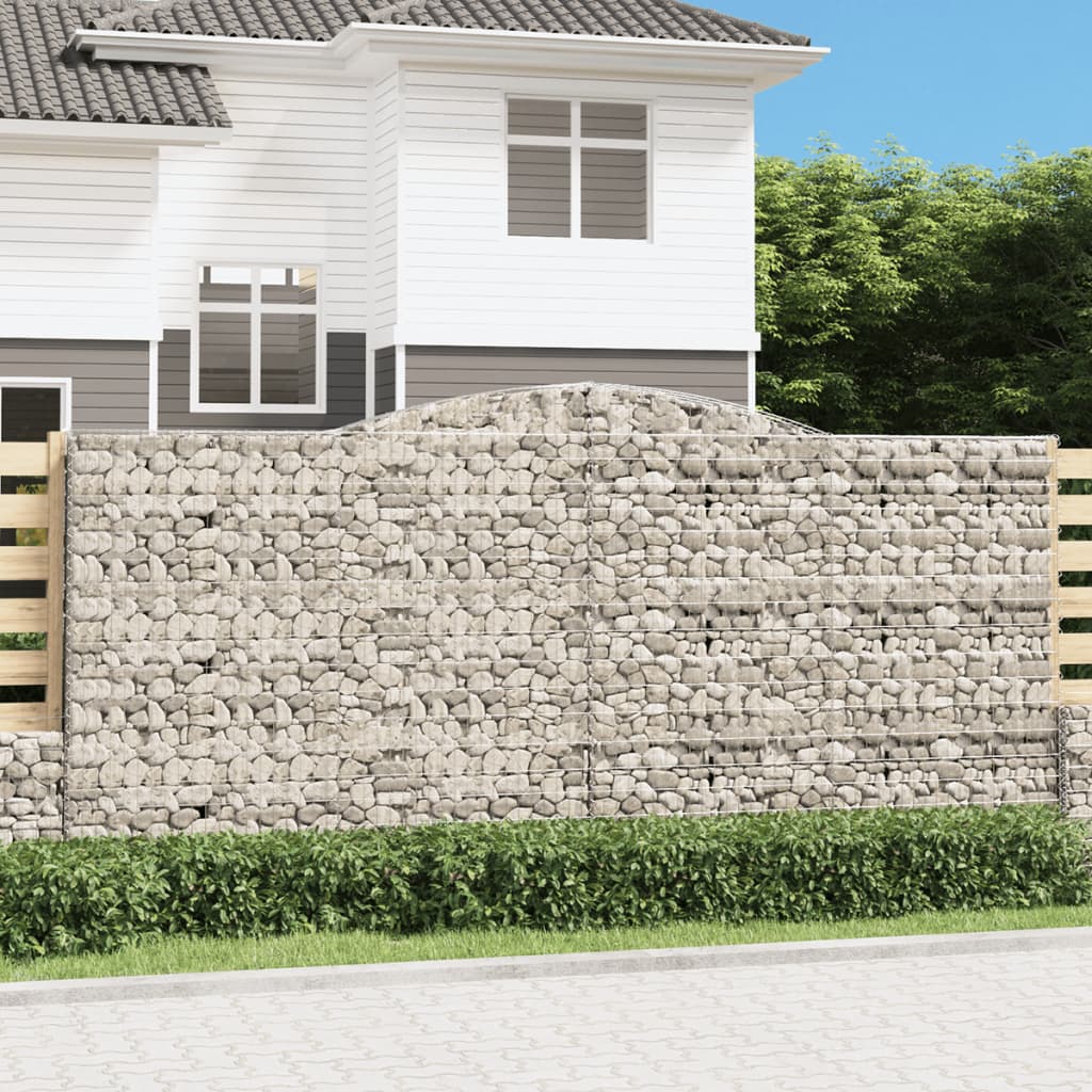 vidaXL Arched Gabion Baskets 2 pcs 400x30x180/200 cm Galvanised Iron 1