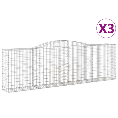 vidaXL Arched Gabion Baskets 3 pcs 400x50x120/140 cm Galvanised Iron 2