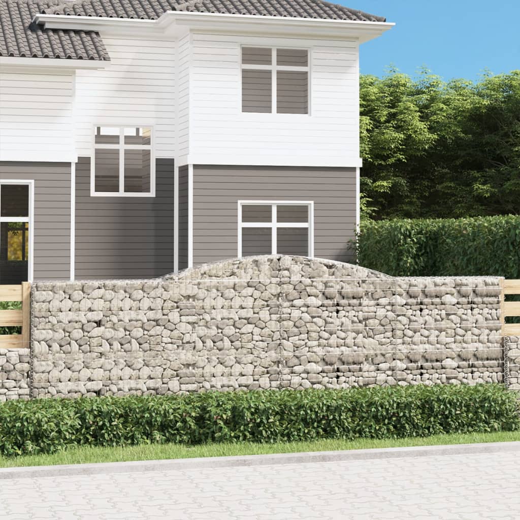 vidaXL Arched Gabion Baskets 3 pcs 400x50x120/140 cm Galvanised Iron 1