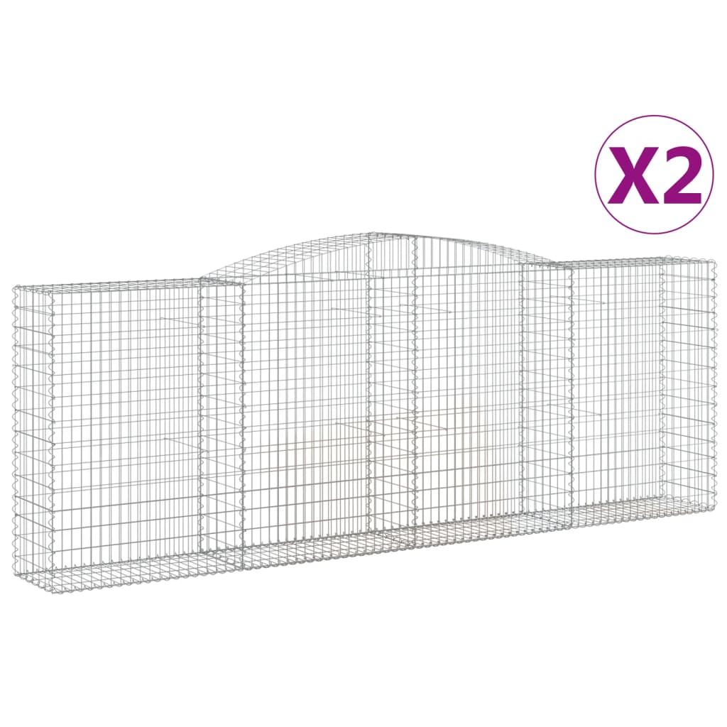 vidaXL Arched Gabion Baskets 2 pcs 400x50x140/160 cm Galvanised Iron 2