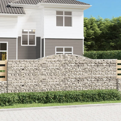 vidaXL Arched Gabion Baskets 2 pcs 400x50x140/160 cm Galvanised Iron 1