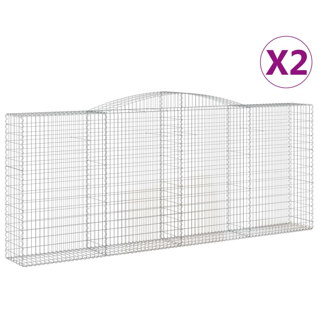 vidaXL Arched Gabion Baskets 2 pcs 400x50x160/180 cm Galvanised Iron 2
