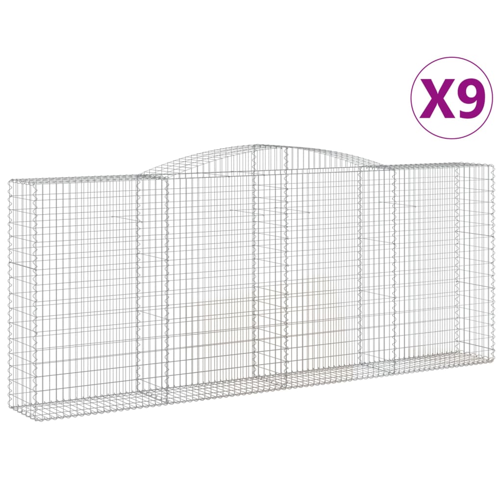 Arched Gabion Baskets Galvanised Iron 9 pcs 400 x 30 x 40/60 cm – 400 x 50 x 220/240 cm 400 x 50 x 160/180 cm