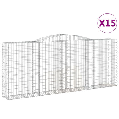 Arched Gabion Baskets Galvanised Iron 15 pcs 400 x 30 x 40/60 cm – 400 x 50 x 220/240 cm 400 x 50 x 160/180 cm