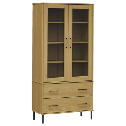 vidaXL Bookcase with Metal Legs Brown 85x35x172,5 cm Solid Wood "OSLO 2