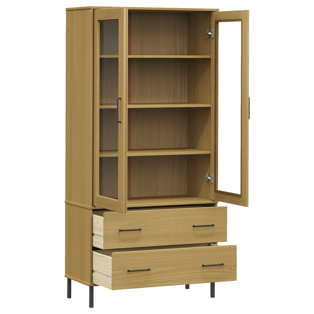 vidaXL Bookcase with Metal Legs Brown 85x35x172,5 cm Solid Wood "OSLO 4