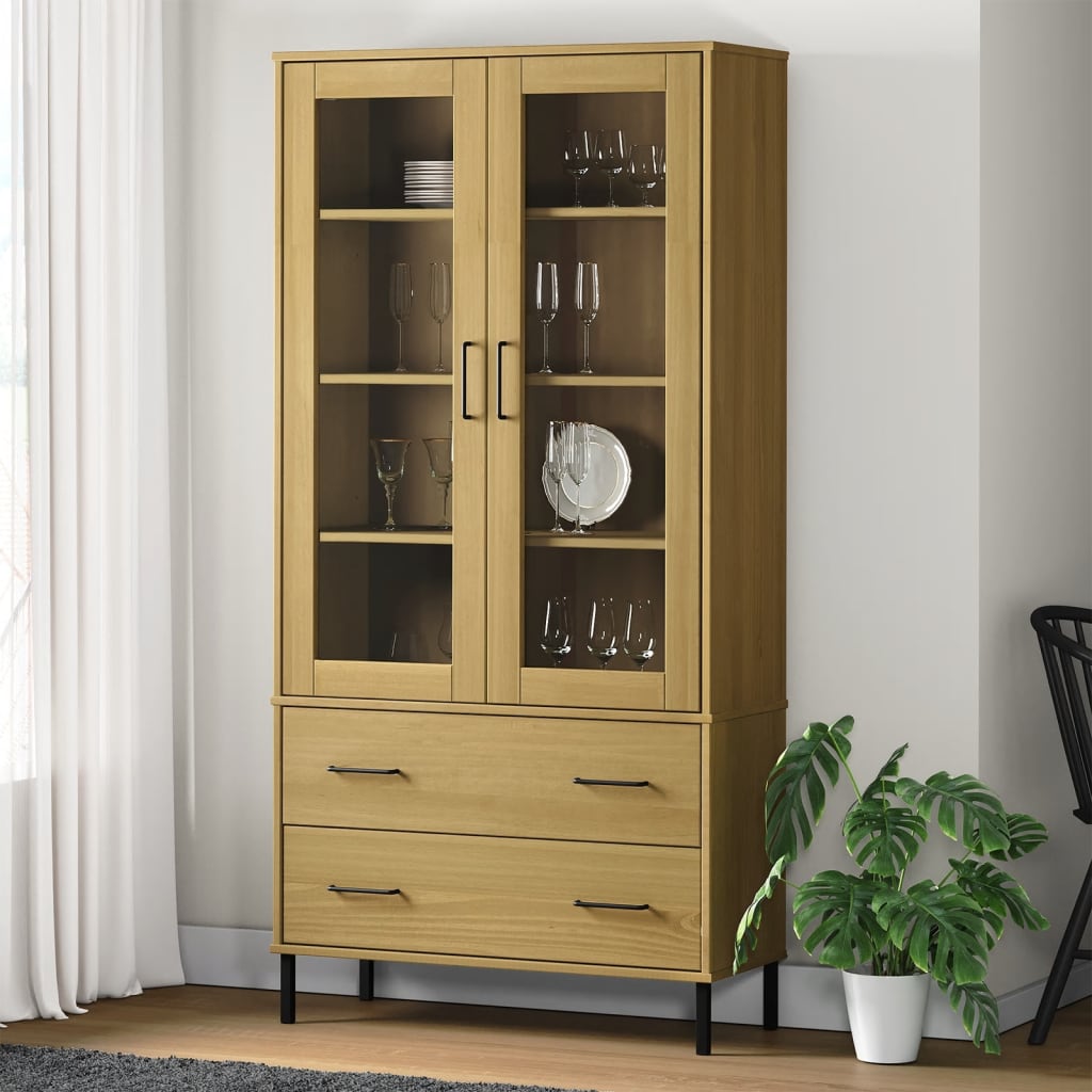 vidaXL Bookcase with Metal Legs Brown 85x35x172,5 cm Solid Wood "OSLO 1