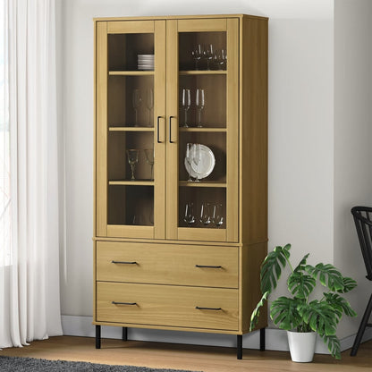 vidaXL Bookcase with Metal Legs Brown 85x35x172,5 cm Solid Wood "OSLO 1