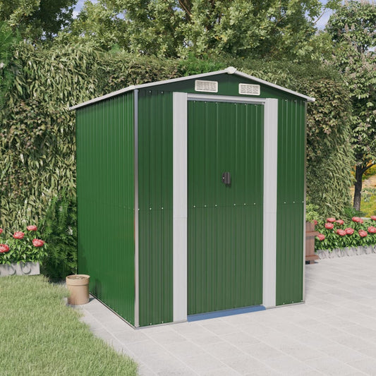 Garden Shed Green Galvanised Steel 192 x 191 x 223 cm